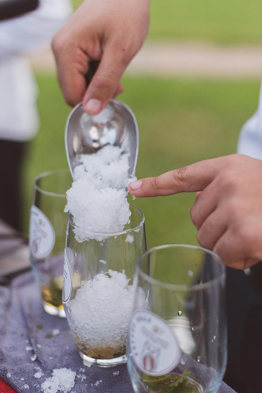 Ice being prepared for a Coffee Moca event drink